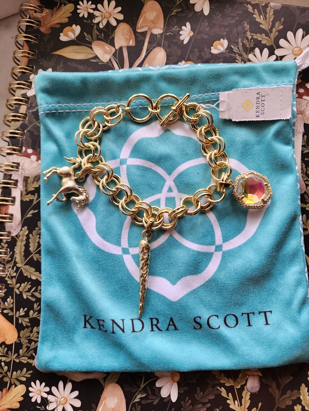Kendra Scott Gold-Tone Unicorn Charm Bracelet with Aurora Crystal